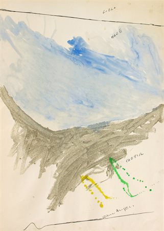 Franco ANGELI (Roma 1935-Roma 1988) Cielo mare sabbia, 1970, sabbia e tecnica...