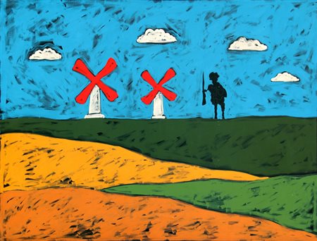 Tano FESTA (Roma 1938-Roma 1988) Don Chisciotte, anni 80, acrilico su tela,...