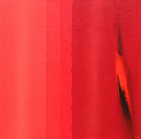 Ennio FINZI (Venezia 1931-) Il colore rosso, 2002, olio su tela, cm. 61 x 61,...