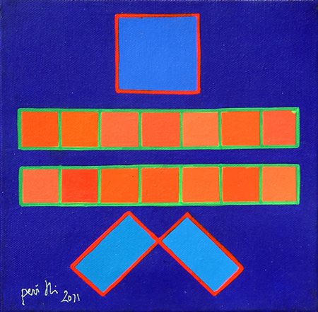 Achille PERILLI (Roma 1927-) Inze, 2011, tecnica mista su tela, cm. 20 x 20,...