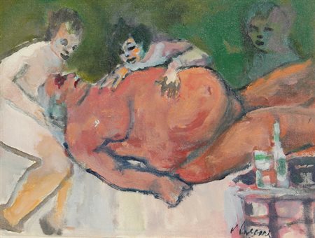 Mino MACCARI (Siena 1898-Roma 1989) Il trippone, 1960, olio su cartone...