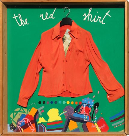 Bruno DONZELLI (Napoli 1941-) The red shirt, 1974, tecnica mista su tela, cm....
