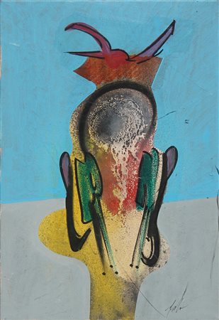 Sergio DANGELO (Milano 1932-) Il coniglio di pietra e arbusti, anni 90,...