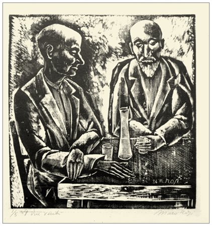 MINO ROSI Volterra 1913 – Siena 1995 I due vecchi 1934 Xilografia es.1/5....