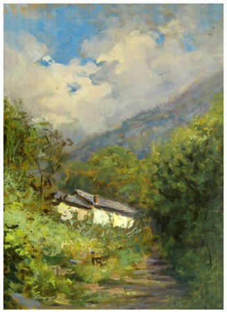 AUTORE IGNOTO Senza titolo Olio su tavola 37,5 x 25,5. Firma (parzialmente...