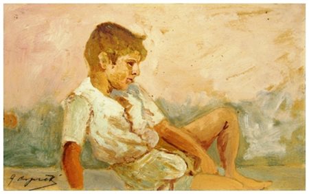 AUTORE IGNOTO Senza titolo Olio su cartone 15 x 25. Firma in b. a s. + firma...