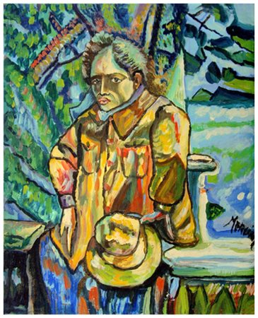 MERLINI Senza titolo Olio su faesite 30,7 x 27. Firma in b. a d. B.A.: 70