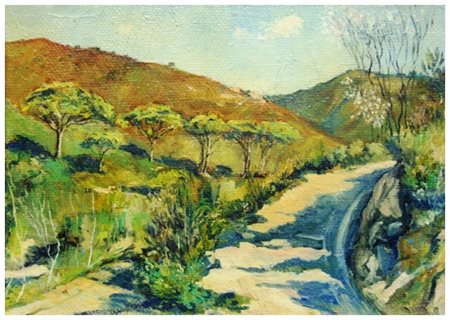 AUTORE IGNOTO (elbano) Paesaggio a Literno 1978 Olio su juta 35 x 50. Sul...