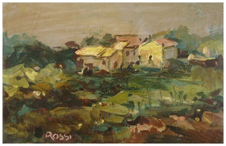 ROSSI Venezia - Asolo 1921 Olio su tavola 9,7 x 15,1. Firma in b. a s.; sul...