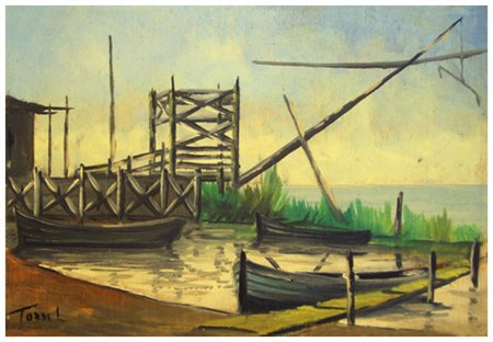 LUCIANO TORSI Arezzo 1934 Bocca d’Arno 1964 Olio su tavola 20 x 30. Firma in...