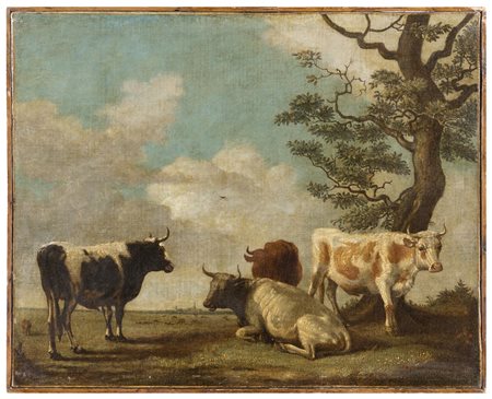 PAULUS POTTER 1625 Enkhuizen - 1654 Amsterdam Quattro tori 1652 Olio su tela...