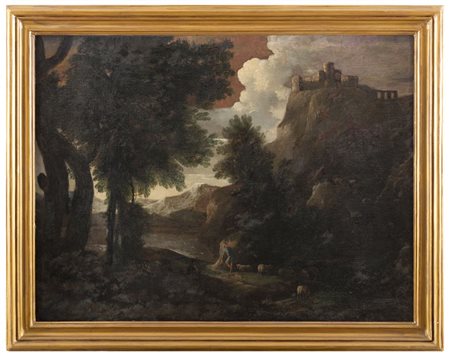 PITTORE ITALIANO XVIII SECOLO Pesaggio Olio su telaÂ cm 73 x 95 Reintelo e...