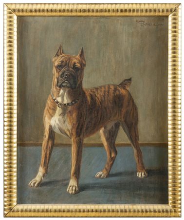 RICHARD STREBEL Vearacruz 1861 - Burghausen 1940 Ritratto di Boxer 1907 Olio...