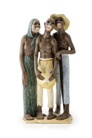 VI.BI. CERAMICA Tre cantanti blues anni '50 cm 45 x 21 x 12