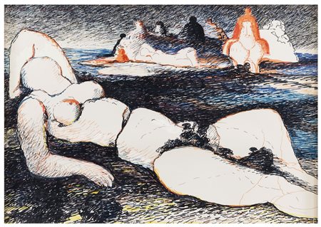 SALVATORE FIUME Comiso 1915 - Milano 1997 Nudo di donna in paesaggio...