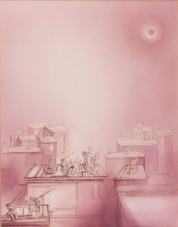 FABRIZIO CLERICI Milano 1913 - Roma 1993 Eclissi Tecnica mista su cartoncino...