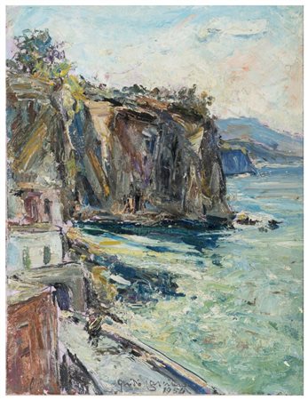 GUIDO CASCIARO Napoli 1900 - 1963 La costa sorrentina 1954 Olio su tavoletta...