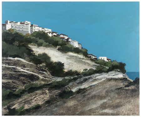 ENOTRIO Buenos Aires 1920 - Pizzo 1989 Paesaggio Calabrese 1970 Olio su...