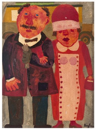 FRANZ BORGHESE Roma 1941 - 2005 I coniugi e la carriera Oli su tela cm 40 x...