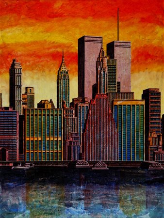 TONINO CAPUTO Lecce 1933 Fire sunset II Olio su tela cm 80 x 60 Firma e...