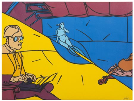 VALERIO ADAMI Bologna 1935 Senza Titolo 1980 Litografia su carta cm 64 x 85...