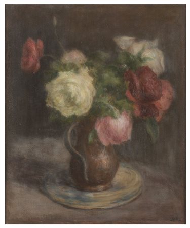 UGO BERNASCONI Buenos Aires 1874 - 1960 Fiori Olio su tavoletta cm 47 x 38...