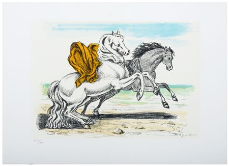 GIORGIO DE CHIRICO Volos 1888 - Roma 1978 Cavalli sulla spiaggia 1970...