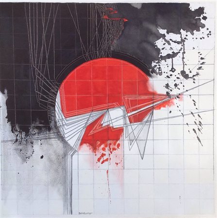 Pietro Baiamonte Caltanissetta 1958 composizione geometrica 2015 carboncino e...