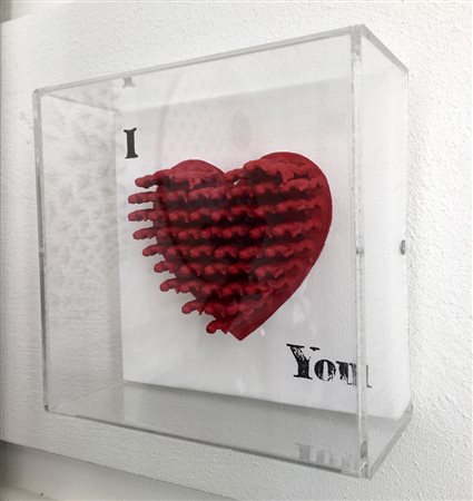 Paolo Ceribelli Casorate Primo 1978 I love you tecnica mista su tela 13x13