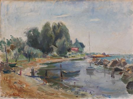 Contardo Barbieri Broni 1900 Foce del Magra 0 Olio su tela 60x80