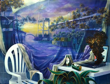 nicola caredda cagliari 1 senzatitolo on fire 2016 acrilico su tela 90x120...