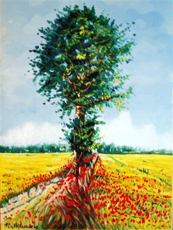 Pietro Dell'Aversana Sant'Arpino 1963 "Albero e papaveri" 2007 olio su tela...