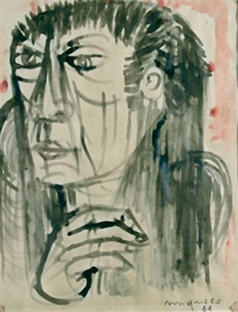 MIGNECO GIUSEPPE (Messina 1908 - Milano 1997) "Figura" 1969 China su carta...