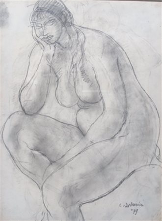 DE AMICIS CRISTOFORO (Alessandria 1902 - Milano 1987) "Nudo" 1979 Matita su...