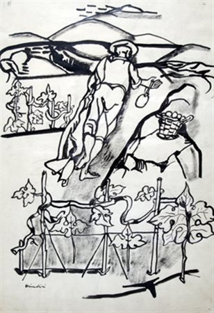 BRINDISI REMO (Roma 1918 - Lido di Spina 1996) "Vendemmia" 1948 China su...