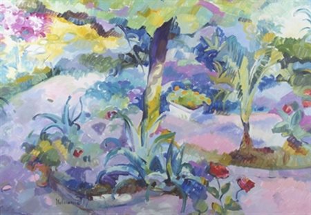 MALACARNE CLAUDIO (Mantova 1956) "Giardino" Olio su tela cm. H: 70 L: 100...