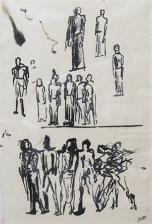 SIRONI MARIO (Sassari 1885 - Sassari 1961) "Figure" 1940 c.a. Inchiostro su...