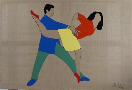 LODOLA MARCO (Dorno Pavia 1955) "Ballerini" Dime (smalti) su tela cm. H: 100...