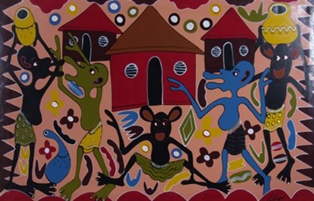 LILANGA GEORGE (Tanzania 1940 - Tanzania 2005) "Sasa wewe mbona una gombea...