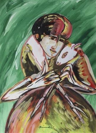 BRINDISI REMO (Roma 1918 - Lido di Spina 1996) "Pastorale" anni '80 Tempera...