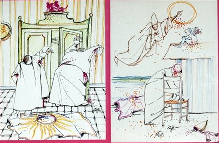 CAFFE' NINO (Alfedena 1909 - Pesaro 1975) "LOTTO DI 2 OPERE: A-B)...