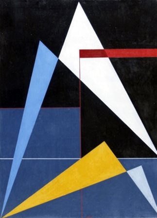 NATIVI GUALTIERO (Pistoia 1921 - Siena 1999) "Costruzione" 1948 Olio su tela...