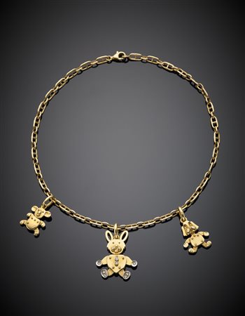 POMELLATO Tre ciondoli in oro giallo a forma di orsetto snodati, piccoli...