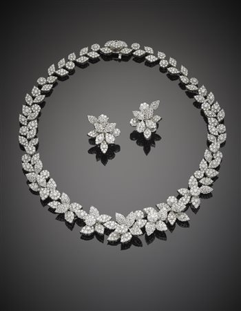 SABBADINI Demi-parure in oro bianco formata da collier ed orecchini con...