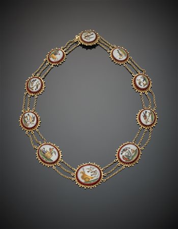 Collier, attribuito a Giacomo Raffaelli, in oro giallo 585/1000 con dieci...