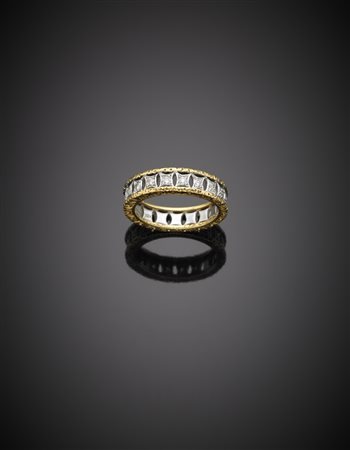 MARIO BUCCELLATI Fascetta in oro giallo e bianco con diamanti rotondi taglio...