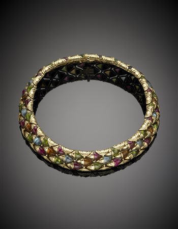 BULGARI-Naturalia Marina Collier in oro giallo con tormaline rosa, peridoti,...