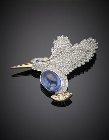 MISSIAGLIA Broche a guisa di colibrì in oro giallo e bianco con diamanti...