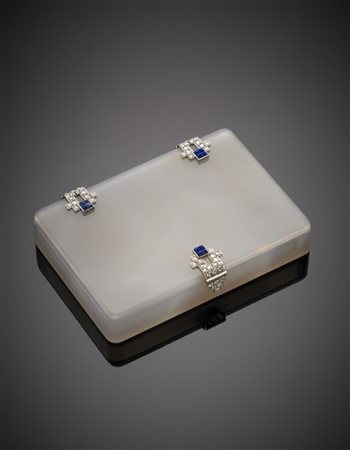 CARTIER Box in agata grigio/azzurra traslucida con chiusura e cardini in...