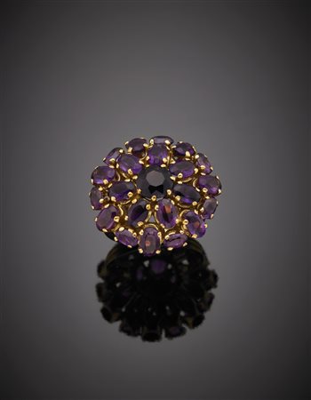 Anello in oro giallo con ametiste ovali g. 13,10 misura 15/55 Amethyst and...